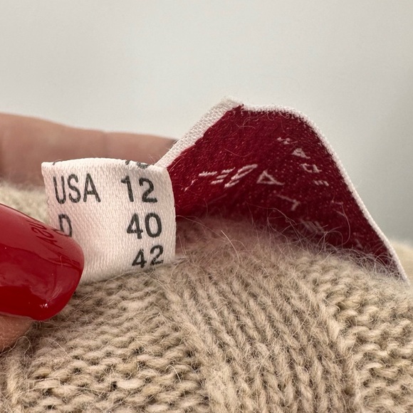 Le Bambole 2 Piece Cardigan Sweater Skirt Knit Womens 10 12 Large Medium Tan - Picture 7 of 12